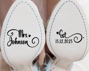Custom Wedding Shoes Decal, Wedding shoes sticker, Bride Shoes Sticker, Personalized Wedding shoes sticker, Custom Mrs decal