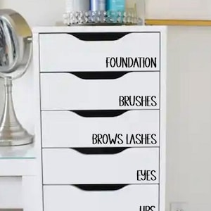 Décalques d'organisateur de maquillage, autocollants en vinyle pour le stockage de maquillage, étiquettes de maquillage, décalcomanies seulement