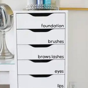 Décalques d'organisateur de maquillage, autocollants en vinyle pour le stockage de maquillage, étiquettes de maquillage, décalcomanies seulement