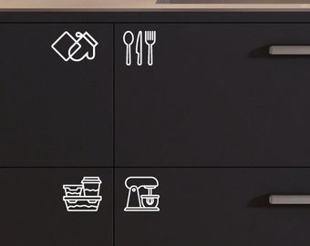 Kitchen Utensil Labels, Kitchen Utensil Icon Decals, Pantry Decals, Kitchen Drawers Vinyl Decals, Kitchen Organizing Labels