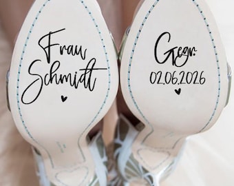 Calcomanía personalizada para zapatos de boda (alemán), calcomanía para zapatos de boda, calcomanía para zapatos de novia, calcomanía personalizada para zapatos de boda, calcomanía personalizada para Frau