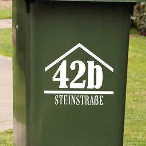 Custom Wheelie Bin Decal, Number and Street Name Decal, Bin Sticker, House Number Decal, Garbage Can Number Stickers