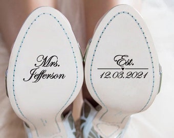 Calcomanía personalizada para zapatos de boda, calcomanía para zapatos de novia, calcomanía personalizada para zapatos de boda, calcomanía personalizada para señora