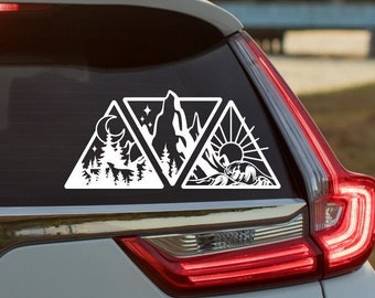 Motorhome Decal, Camper Sticker, Forest Mountains Water Wave Decal, Adventure Vinyl Decal, Van Camping Sticker, Van Life Decal, Caravan Car