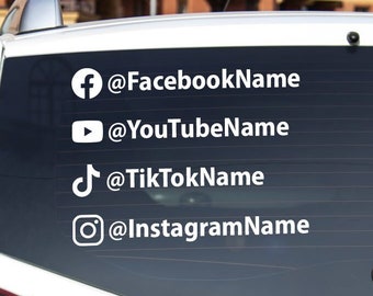 Social Media Tags Decal, Social Media Tag Sticker, Social Media Username Decal, Car Decal, Window Sticker, Business Shop Decal