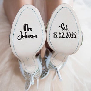 Custom Wedding Shoes Decal, Wedding shoes sticker, Bride Shoes Sticker, Personalized Wedding shoes sticker, Custom Mrs decal