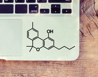 Tetrahydrocannabinol molecuul sticker voor laptop, auto, macbook, muur
