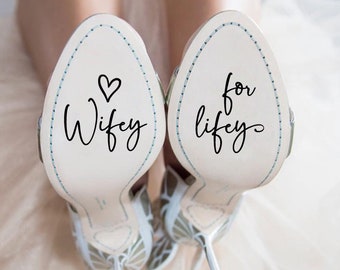 Calcomanía "Esposa para toda la vida", calcomanía para zapatos de boda, pegatinas para zapatos de novia, accesorios para el día de la boda