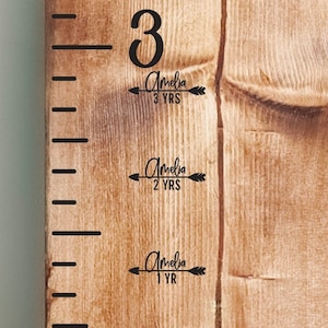 Decalques complementares de gráfico de crescimento personalizado, dia de nascimento até 18 anos (20 unidades), setas de marcadores de altura para régua de gráfico de crescimento, setas de gráfico de crescimento