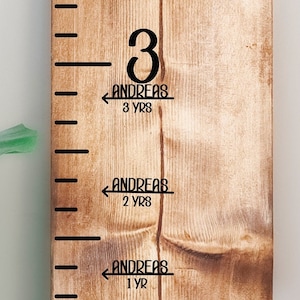 Decalques complementares de gráfico de crescimento personalizado, dia de nascimento até 18 anos (20 unidades), setas de marcadores de altura para régua de gráfico de crescimento, setas de gráfico de crescimento