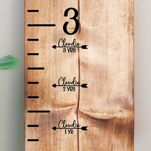 Decalques complementares de gráfico de crescimento personalizado, dia de nascimento até 18 anos (20 unidades), setas de marcadores de altura para régua de gráfico de crescimento, setas de gráfico de crescimento