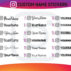 Ig Custom Name Stickers, Social Media Username Decal, Car Decal, Window Sticker, IG name dehácte, Handle sticker imagen 1