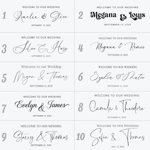 Sticker Bienvenue dans notre mariage, sticker de panneau de bienvenue de mariage, noms et date du mariage, sticker vinyle miroir pour selfie de mariage, sticker uniquement