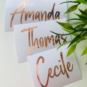 Pegatinas de nombre personalizadas, pegatina de boda, letras de vinilo escritas a mano, pegatinas de caligrafía, calcomanías de nombre, pegatinas de vidrio, calcomanía de nombre de Navidad