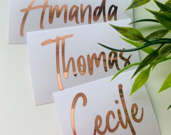 Custom Name Stickers, Wedding Sticker, Handwritten Vinyl Lettering, Calligraphy Stickers, Name Decals, Glass Stickers, Christmas Name Decal