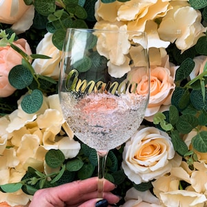 Pegatinas de nombre personalizadas, calcomanía de fiesta de bodas, pegatina de boda, calcomanía de copa de vino, calcomanía de nombre personalizado para sobre, macbook, percha, yeti