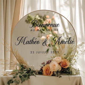 Sticker bruiloft welkomstbord, aanpasbare tekst, Bienvenue au Mariage de sticker, namen en datum, sticker bruiloft selfie spiegel, ALLEEN DECAL