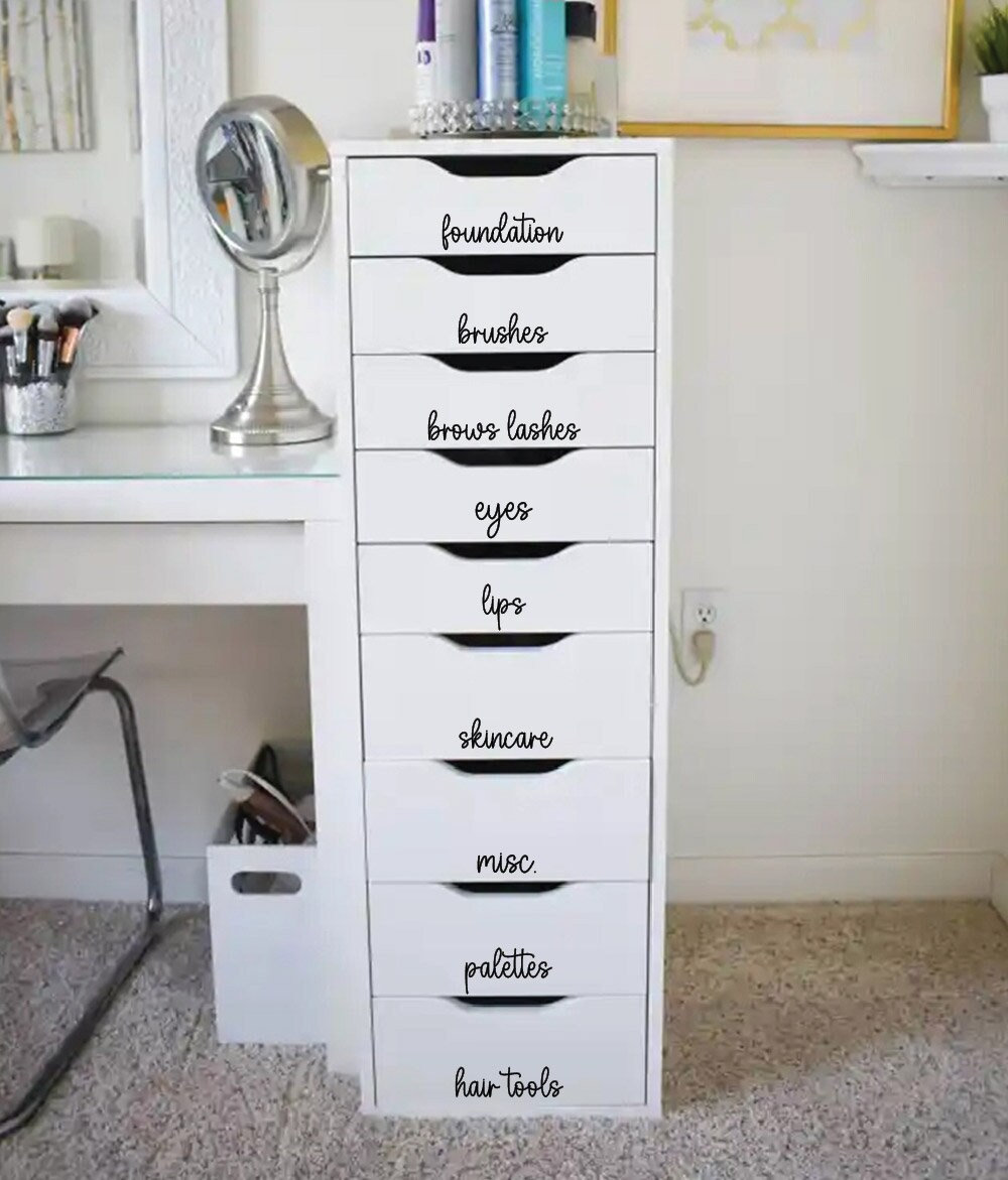 Makeup Organizer Decals, Vinyl Stickers for Make up Storage,  Makeup Labels, DECALS ONLY