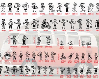 Calcomanía de vinilo para coche de la familia Stick, calcomanía de la familia Stick para mi coche, calcomanías personalizadas de figuras de palitos familiares, elige la tuya entre 65 figuras
