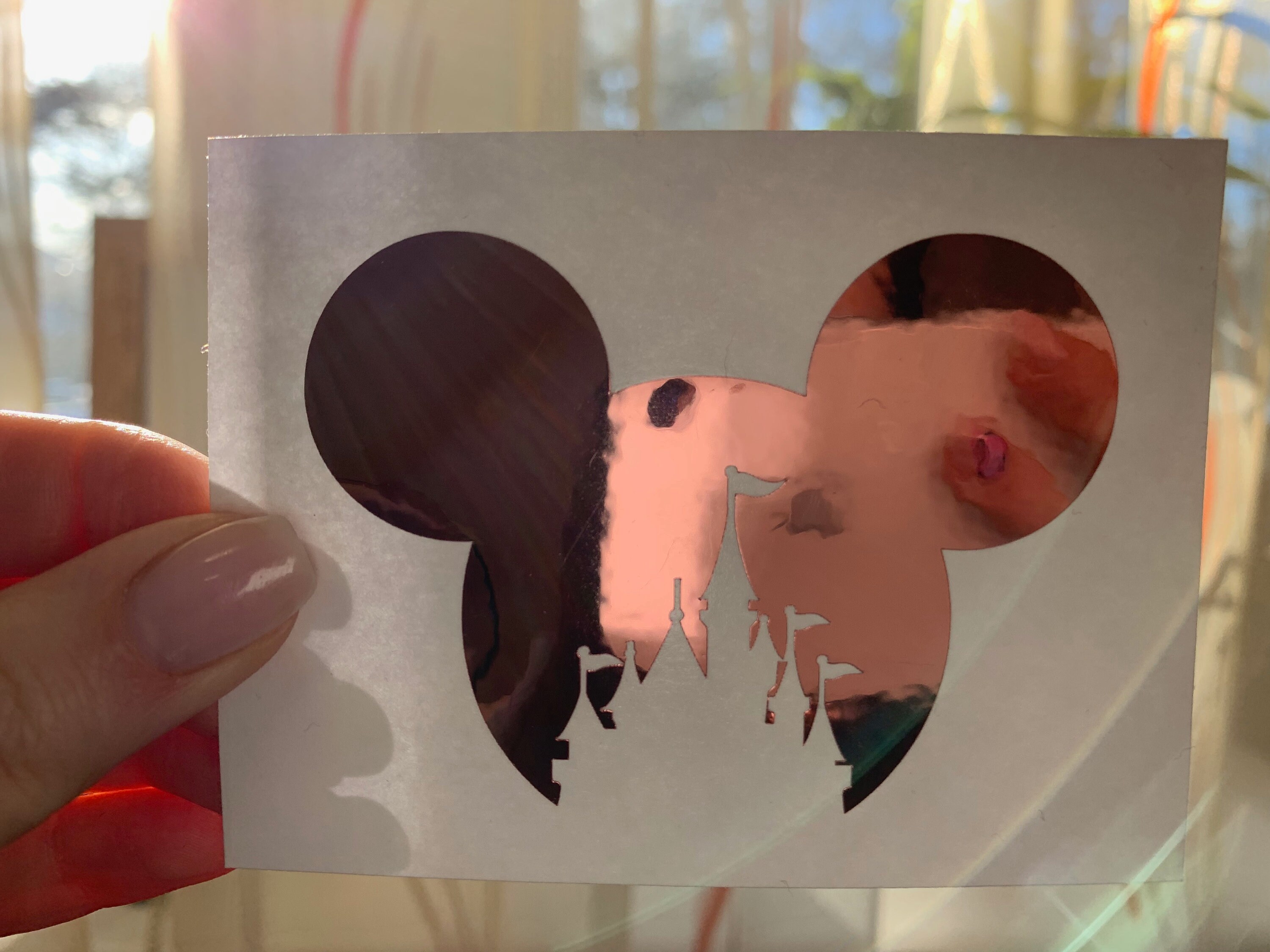 Disney Castle Decal, Rose Gold Mickey decal, Foil Disney decal, Glitt…