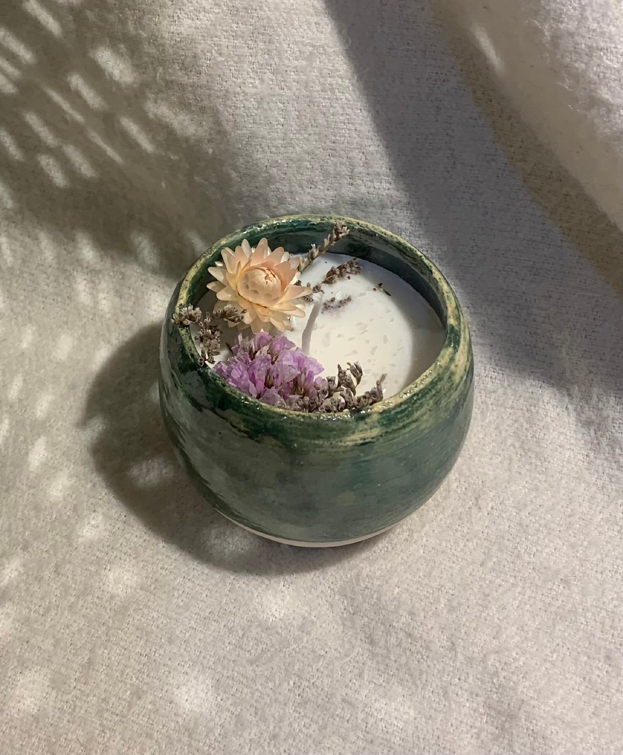 Bougie Parfumée, Fleurs Séchées, Fabrication Artisanale, Cire de Soja Naturelle