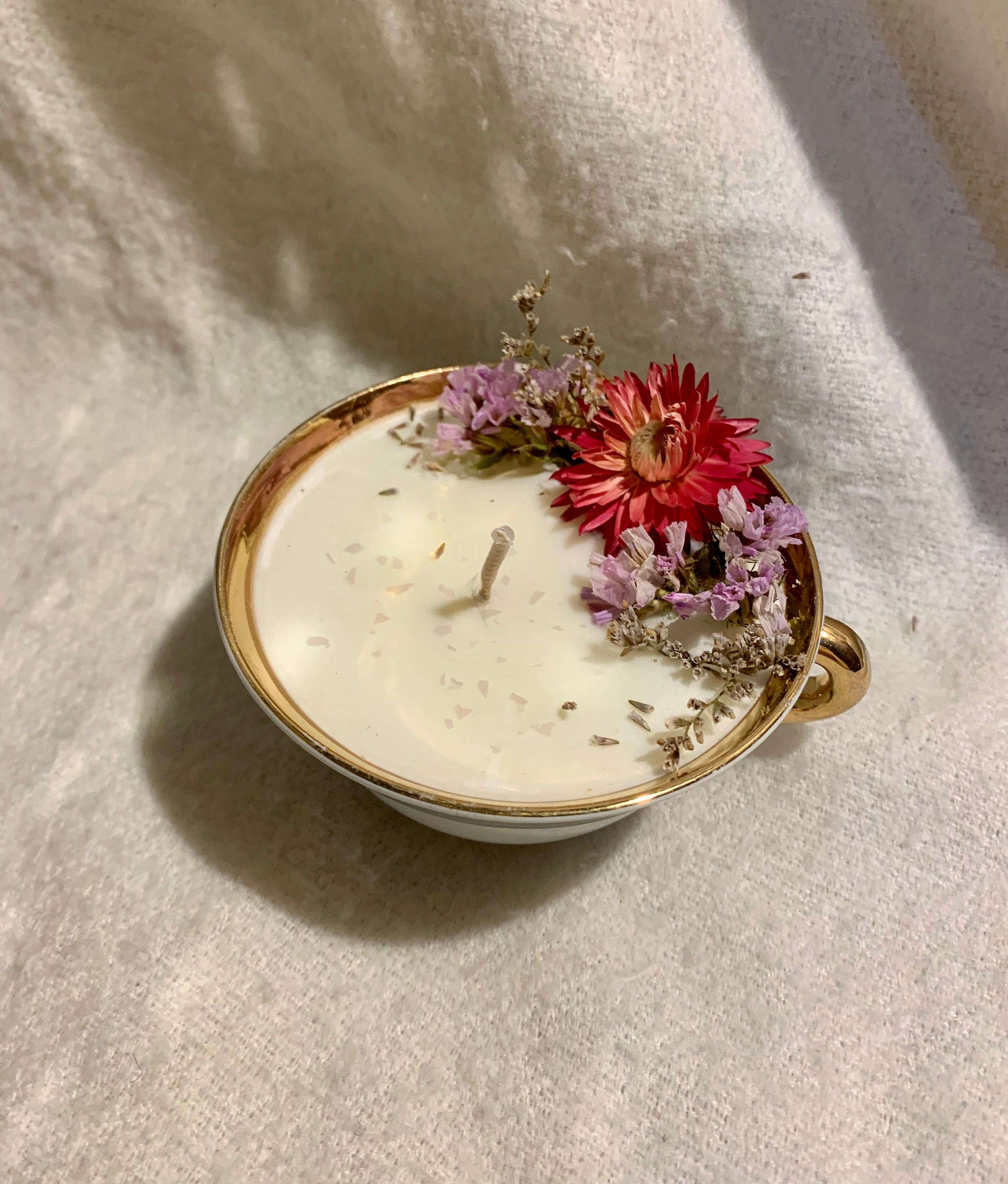 Bougie Parfumée, Fleurs Séchées, Fabrication Artisanale, Cire de Soja Naturelle