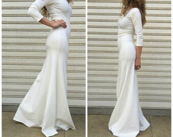 long white gown with sleeves