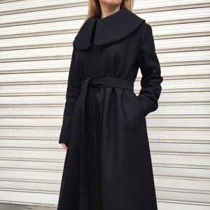 black maxi wool coat