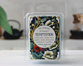 Temptation Scented Wax Melt Clamshell, Language of Flowers Collection: Amaretti, Tuberose, Jasmine, Apple, Lime Blossom, Vanilla