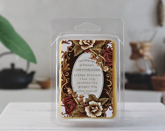 Scented Wax Melt Clamshell, Language of Flowers Collection, Love Everlasting: Orange Blossom, Rose, Ivy, Jasmine Tea, Ginger Lily
