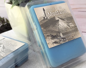 Scented Wax Melt Clamshell, Holiday in Montauk: Cold East Coast Ocean Beach, Sand, Juniper, Cucumber, Cool Florals