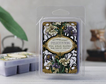 Felicitation Scented Wax Melts Clamshell - Language of Flowers Collection: Lilac, Wheat, Heather, Clover, Bay Laurel