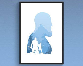 God of War Kunstdruck: Kratos & Atreus Silhouette Poster