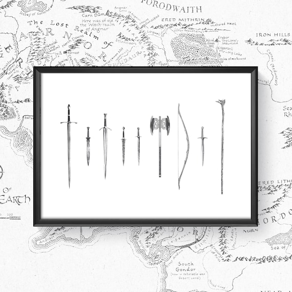 Lord of the Rings Fellowship Hobbit Rings of Power Tolkien Art Print Poster Home Decor