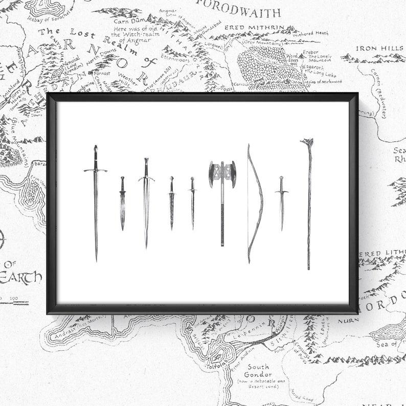 Lord of the Rings Fellowship Hobbit Rings of Power Tolkien Art Print Poster Home Decor bild 1