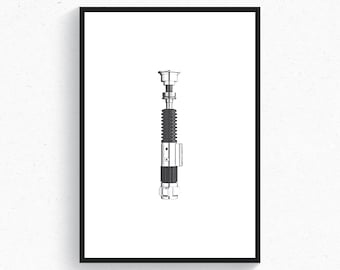 Obi Wan Kenobi Lightsaber Hero Star Wars A New Hope Art Print Poster Home Decor