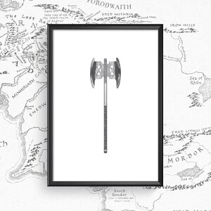 Lámina artística del Hacha de Batalla de Gimli: Decoración del hogar de El Señor de los Anillos