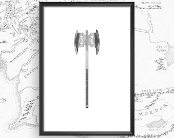 Gimli's Streitaxt Kunstdruck: Herr der Ringe Home Decor