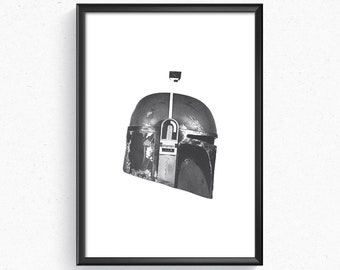Boba Fett Helmet Mandalorian Star Wars Art Print Poster Home Decor