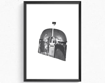 Boba Fett Helm Mandalorian Star Wars Kunstdruck Poster Home Decor