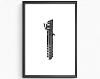 Darksaber Mandalorian Star Wars Konsttryck Poster Heminredning