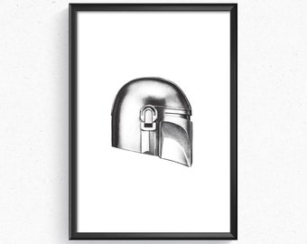 Mandalorian Helm Boba Fett Star Wars Kunstdruck Poster Home Decor
