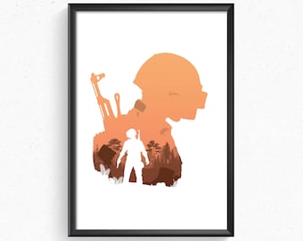 PUBG Schlachtfelder Kunstdruck Videospiel Poster Sci Fi Landschaft Silhouette Poster Wohnkultur