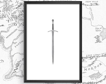 Glamdring Schwert Kunstdruck: Gandalf, Herr der Ringe Home Decor