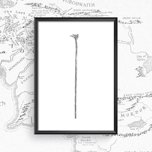Lámina artística del Bastón de Gandalf: Decoración del hogar de El Señor de los Anillos