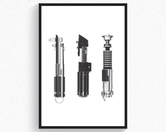 Star Wars Lightsaber Art Print: Skywalker Trilogy Home Decor