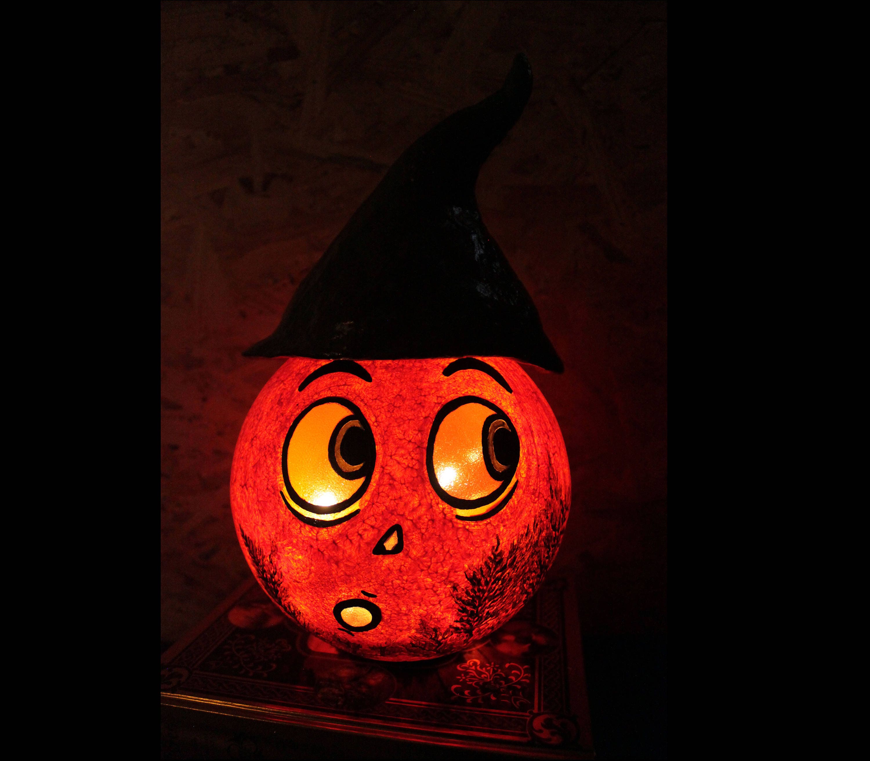 Lanterne d'halloween, Luminaire Personnage, Lutin Chapeau Pointu, Décoration Rigolote, Lampe Enfant,