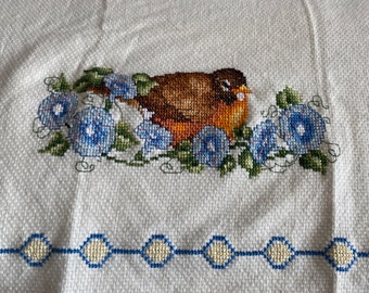 Decorative Cross-Stitched Hand Towel