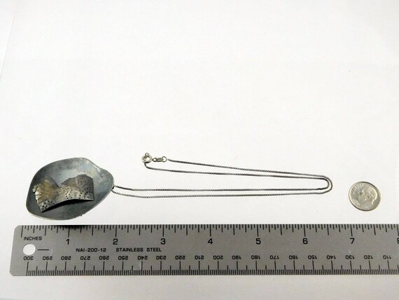Bezalel 935 Silver Mixed Metals Pin Pendant Neckl… - image 8