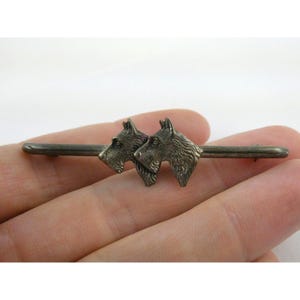 Vintage Sterling Silber Doppel Scottie Terrier Bar Krawattennadel 7,4g 2,5 Zoll